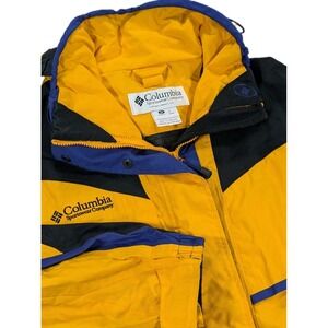 Columbia OmniTech Jacket Womens M Colorblock Yellow Vintage 90s Waterproof